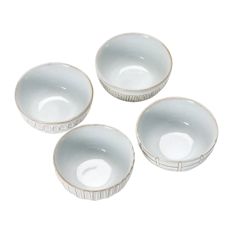 Hello Honey® 4" White Debossed Stoneware Bowl Set, 4ct.