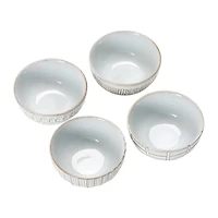 Hello Honey® 4" White Debossed Stoneware Bowl Set, 4ct.