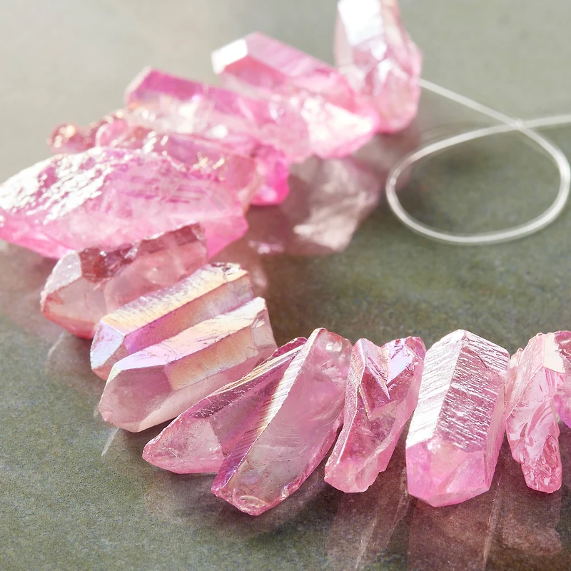 Light Pink Crystal Quartz Stick Beads by Bead Landing™