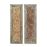 Brown Seagrass & Wood Abstract Wall Décor Set