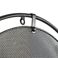 Industrial Black Metal & Gray Mesh Wall Clock