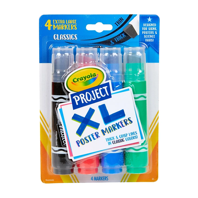 Crayola® Project XL Classic Poster Markers, 3 Packs of 4