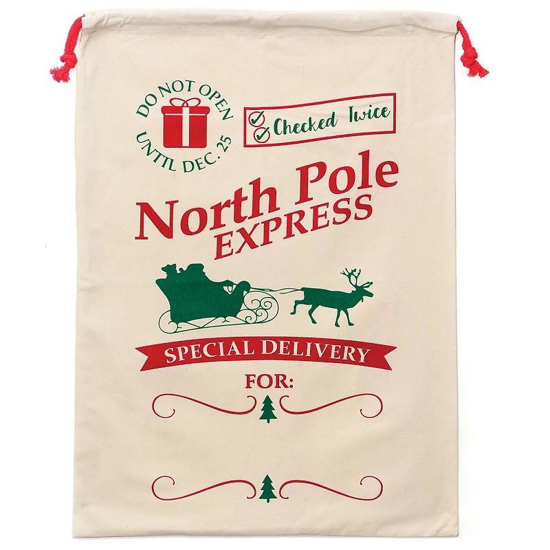 Personality Case™ 19" x 26" Check Twice Cotton Christmas Drawstring Bag