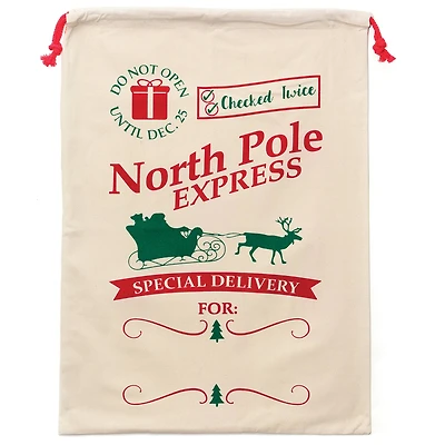 Personality Case™ 19" x 26" Check Twice Cotton Christmas Drawstring Bag