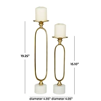Gold Aluminum Modern Candle Holder Set, 15'' & 19''