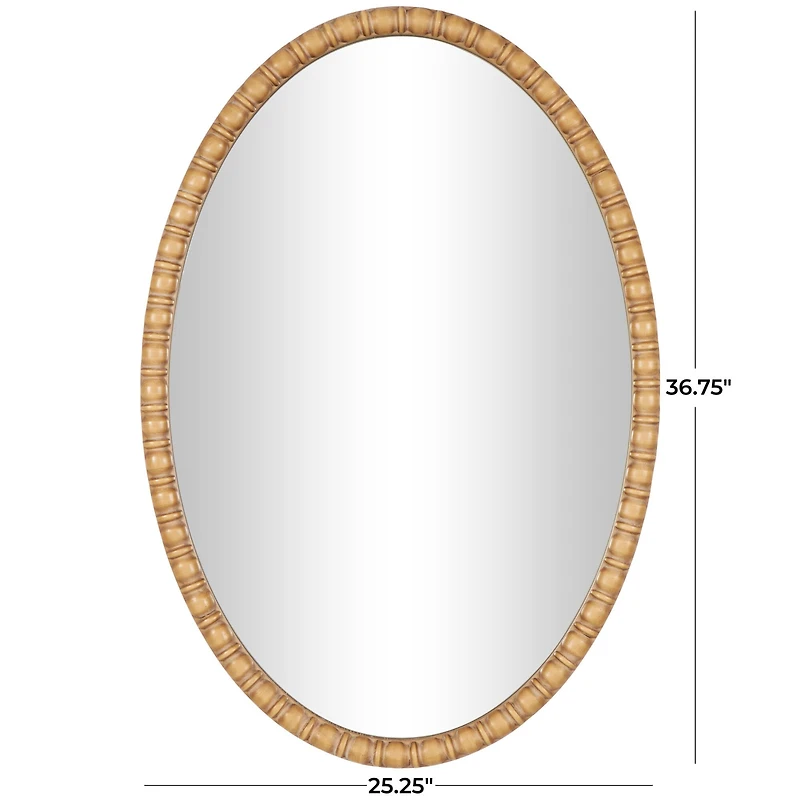 37" Brown Bohemian Framed Oval Wall Mirror