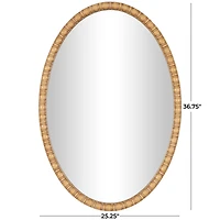 37" Brown Bohemian Framed Oval Wall Mirror