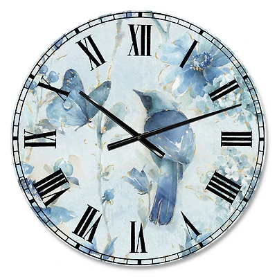 Designart 'Indigold Watercolor Flower Iii Traditional Wall Clock