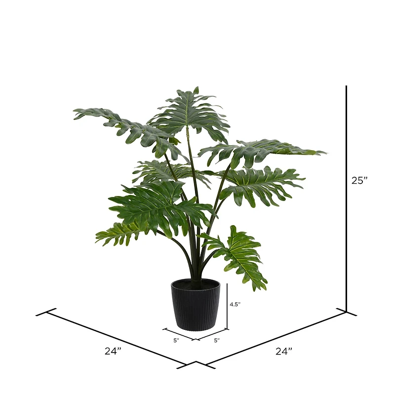 25" Artificial Potted Grand Philodendron Bush
