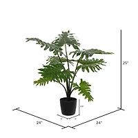 25" Artificial Potted Grand Philodendron Bush