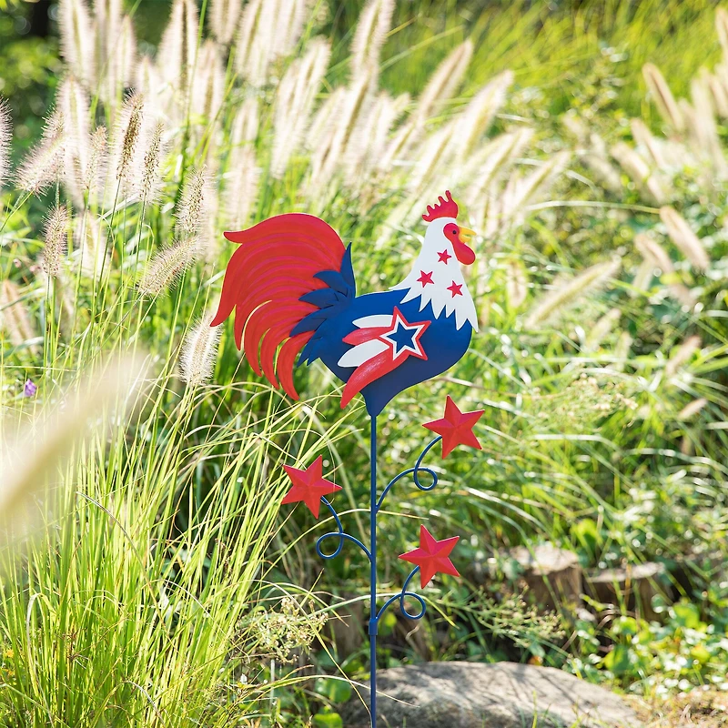Glitzhome® 35.7" Patriotic Rooster Yard Stake