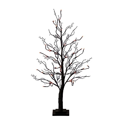 3ft. Pre-Lit Halloween Deluxe Black Twig Artificial Tree with 36 Orange & Purple LED Lights