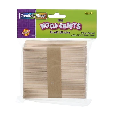 Creativity Street 4.5" Natural Wooden Craft Sticks