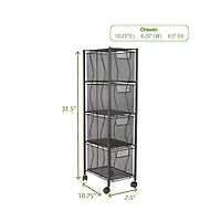 Mind Reader Black 4-Drawer Rolling File Cabinet