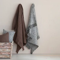 Hello Honey® 60" Gray Brushed New Zealand Wool Throw with Ruffled Edge