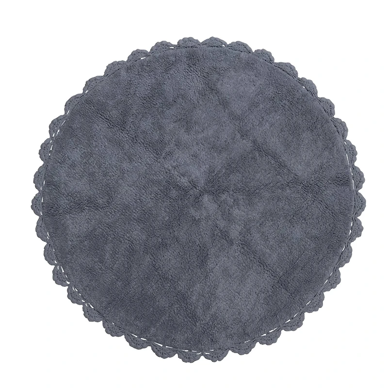 Hello Honey® Cotton Tufted Rug with Crocheted and Scalloped Trim, Grey