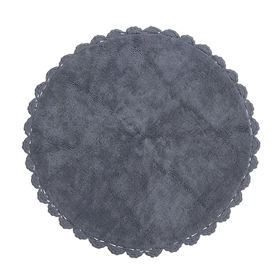 Hello Honey® Cotton Tufted Rug with Crocheted and Scalloped Trim, Grey