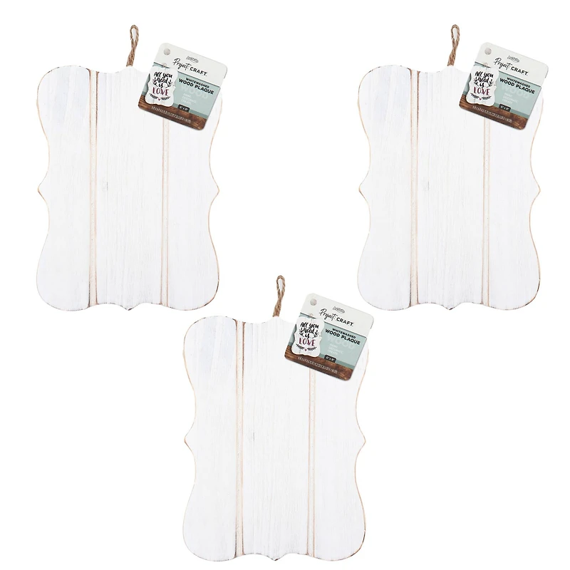 ArtSkills® Small Rustic Whitewash Wooden Plaque, 3ct.