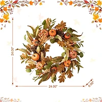 Glitzhome® 24" Fall Pumpkin Leaf Floral Wreath
