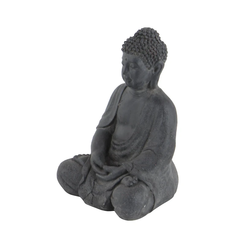 CosmoLiving by Cosmopolitan Grey Ceramic Sculpture, Buddha 12" x 8" x 7"