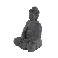 CosmoLiving by Cosmopolitan Grey Ceramic Sculpture, Buddha 12" x 8" x 7"