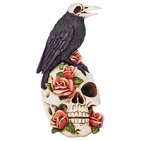 Design Toscano Raven & Roses Day of the Dead Skull Statue