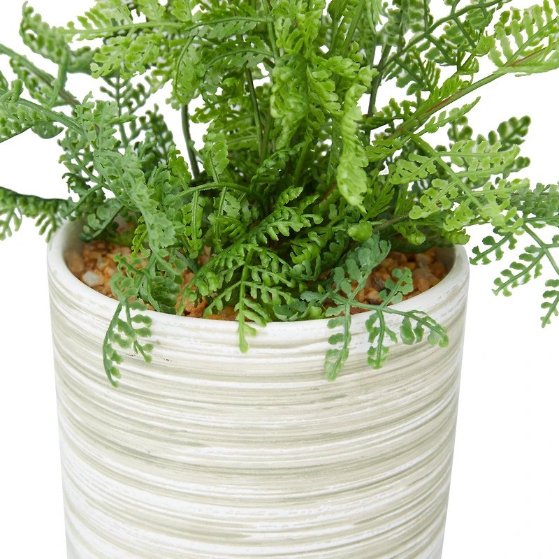 The Novogratz 13" Green Faux Foliage Fern Artificial Plant With Patterned Round Pot