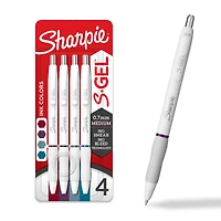 Sharpie® S-Gel™ 0.7mm Medium Point Bold Jewel Pens with White Fashion Barrel, 4ct.