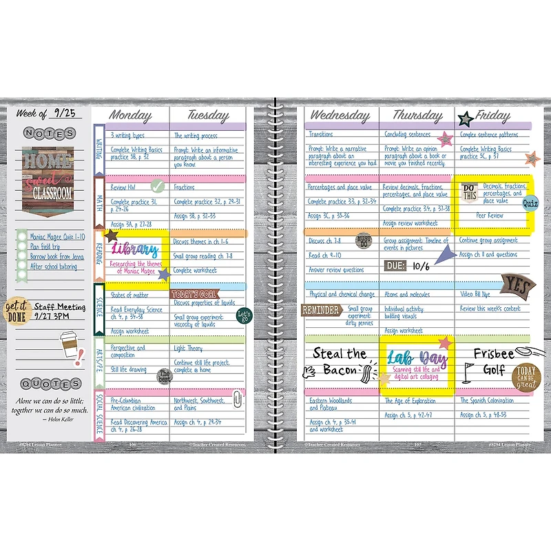 Teacher Created Resources Home Sweet Classroom Lesson Planner