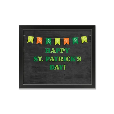 Banner Patricks Day 16" x 20" Black Framed Print Under Plexiglass