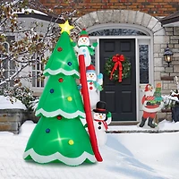 Glitzhome® 8ft. Lighted Inflatable Xmas Snowman Climbing Up Tree Décor