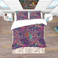 Designart 'Texture with Abstract Flowers' Bohemian & Eclectic Bedding Set