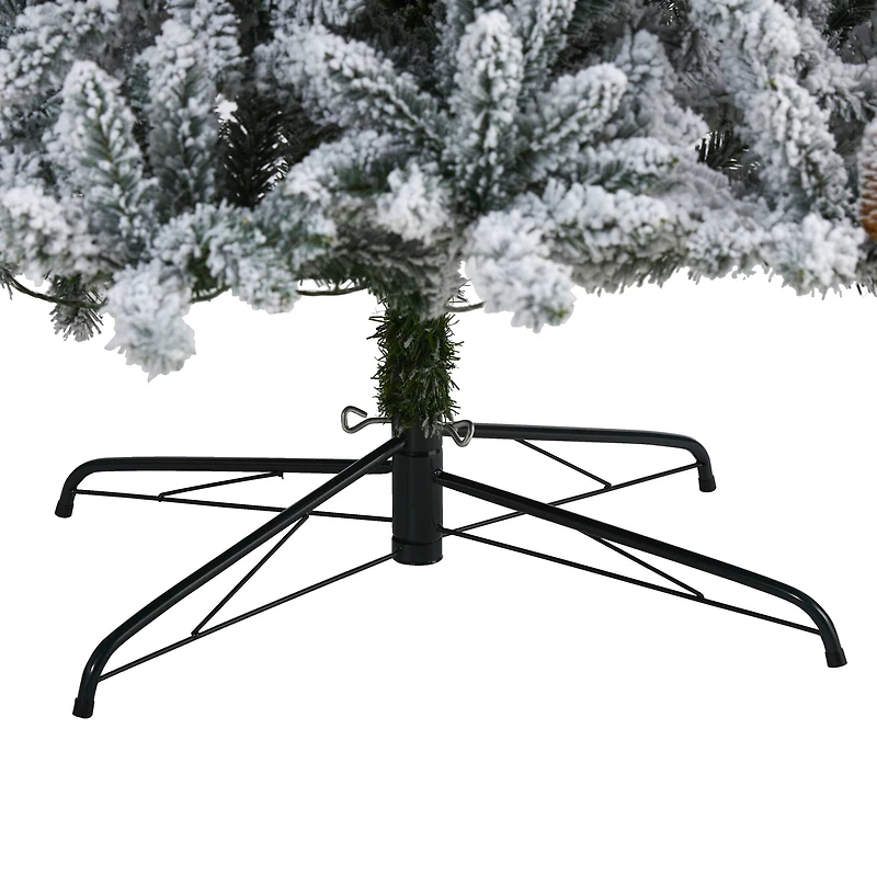 9ft. Pre-lit Flocked Livingston Fir Pinecones Artificial Christmas Tree with Clear Warm LED Lights