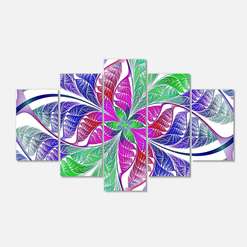 Designart - Flower like Fractal Stained Glass - Contemporary Wall Art Canvas