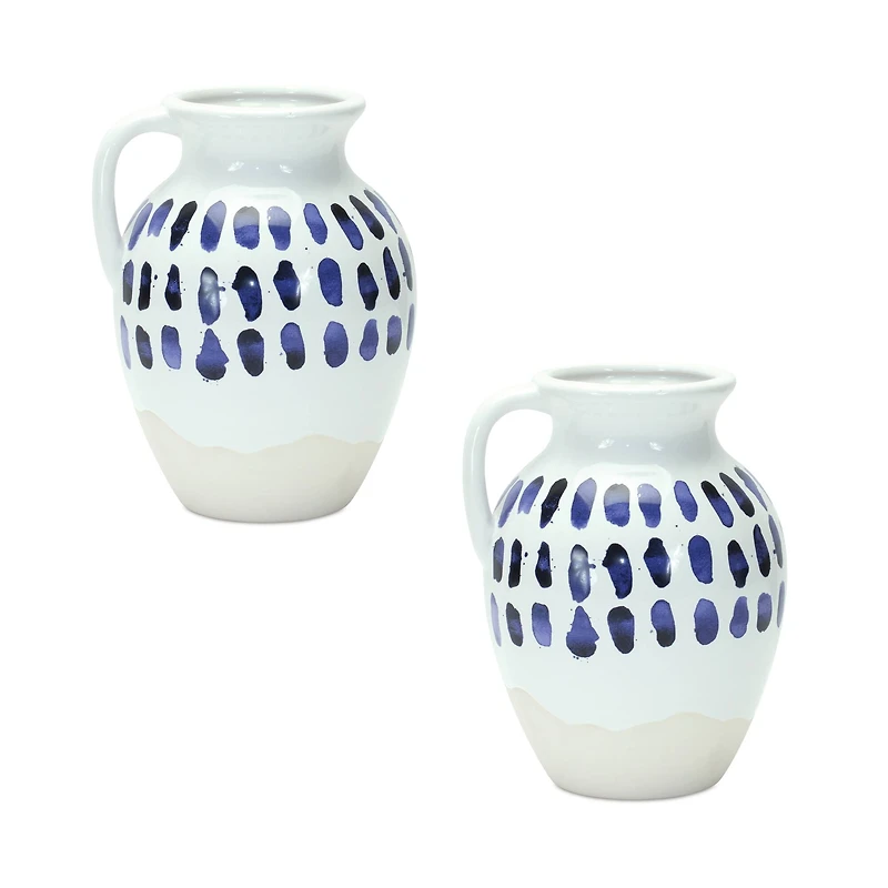 8" Two-Tone Tie Dye Design Ceramic Pitcher Vases, 2ct.