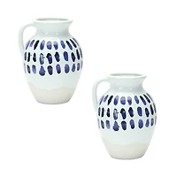 8" Two-Tone Tie Dye Design Ceramic Pitcher Vases, 2ct.