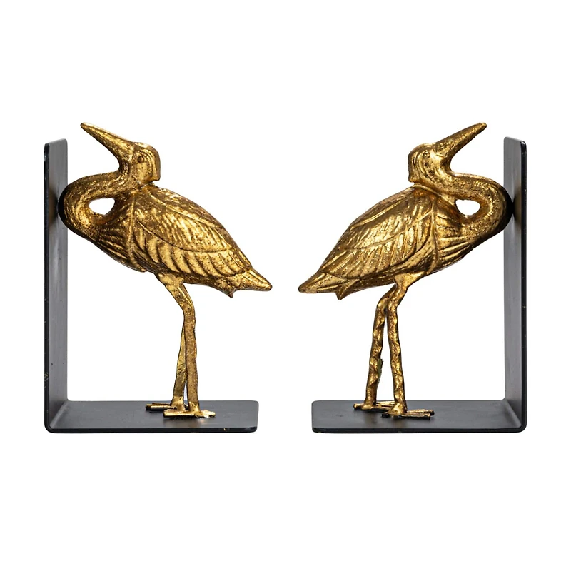 Hello Honey® 6" Gold Decorative Cast Iron Bird Bookends Set