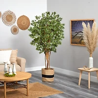 6ft. Japanese Maple Artificial Tree in Handmade Natural Cotton Planter