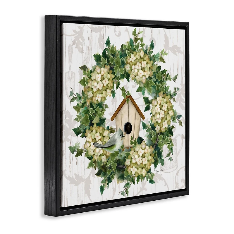 Stupell Industries Spring Birdhouse Wreath Floater Framed Art