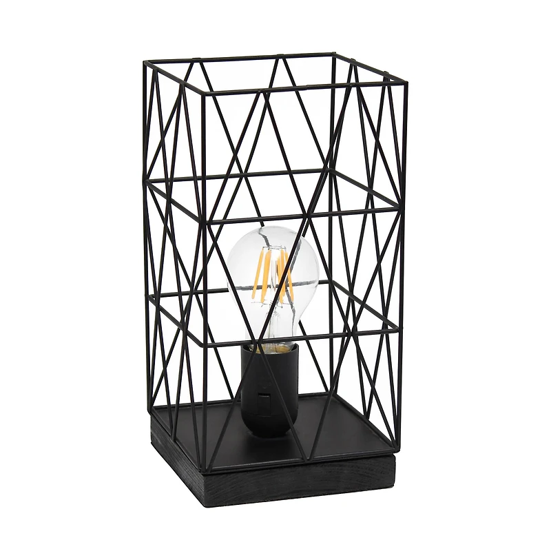 Simple Designs 10" Geometric Square Metal Table Lamp