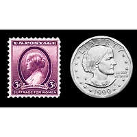 Women's Right To Vote Susan B. Anthony Stamp and Coin Black 8" x 10" Frame