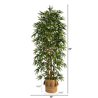 6ft. Bamboo Artificial Tree with 1024 Bendable Branches in Handmade Natural Jute Planter with Tassels