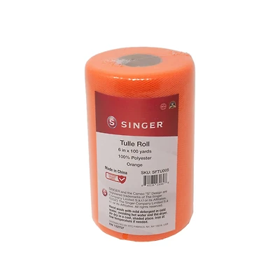 SINGER® Orange Tulle Fabric Roll, 6" x 100yd.