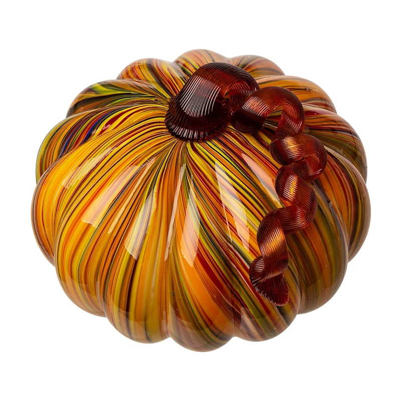 Glitzhome® Multi Striped Glass Pumpkin & Gourd Set