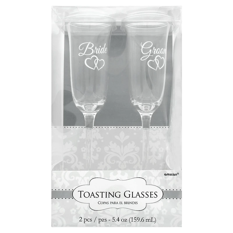 5.4oz. Bride & Groom Toasting Glasses