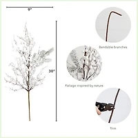 30" Flocked White Berry Stems, 3ct.