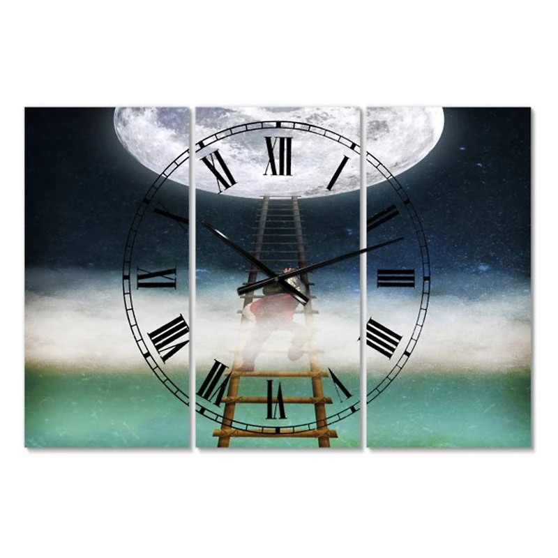 Designart Reach for the Moon Modern Multipanel Wall Clock