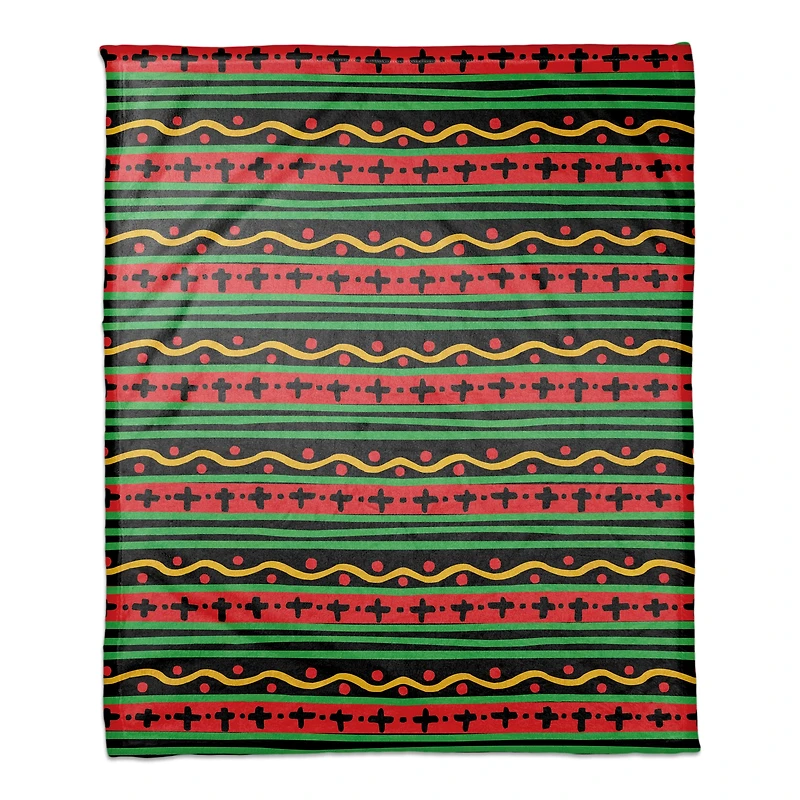 60" Kwanzaa Pattern Coral Fleece Blanket