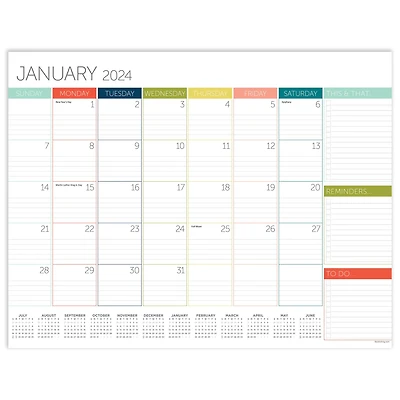 TF Publishing 2024 Rainbow Blocks Medium Desk Pad Monthly Blotter Calendar
