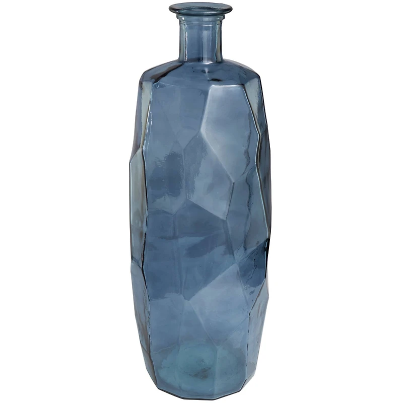 29" Blue Recycled Glass Tall Spanish Bottleneck Vase